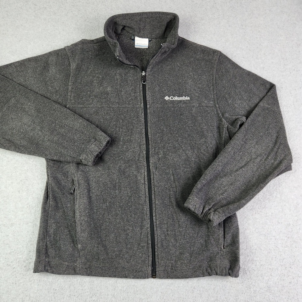 Columbia Fleece Jacket Men Medium Gray Steens Mountain Cozy Warm Winter Full Zip